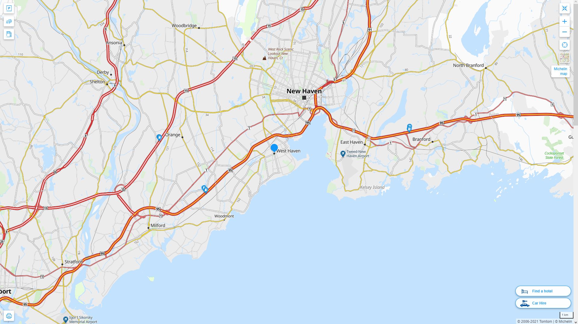 West Haven Connecticut Highway and Road Map